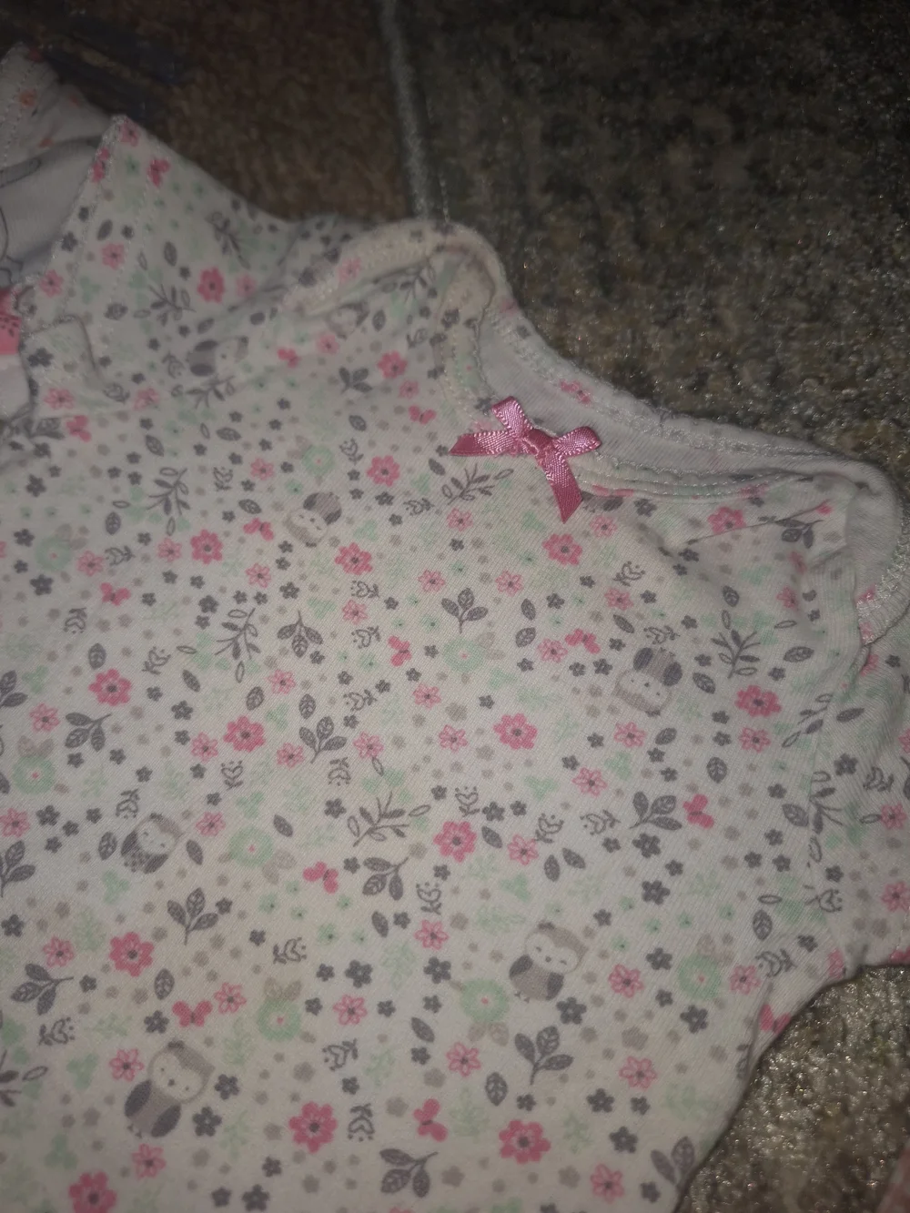 child of mine Pink Blue and White Short Sleeve Baby Onesie Set with Animal Print